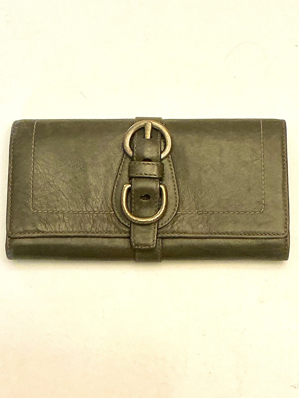 Coach Tri-Fold Wallet Retro Garcia Legacy Olive Green Leather